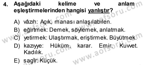 Osmanlı Türkçesi Metinleri 1 Dersi 2013 - 2014 Yılı (Vize) Ara Sınav Soruları 4. Soru
