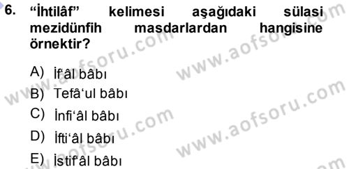 Osmanlı Türkçesi Metinleri 1 Dersi 2013 - 2014 Yılı (Final) Dönem Sonu Sınav Soruları 6. Soru