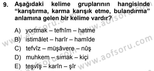 Osmanlı Türkçesi Metinleri 1 Dersi 2013 - 2014 Yılı (Final) Dönem Sonu Sınav Soruları 9. Soru