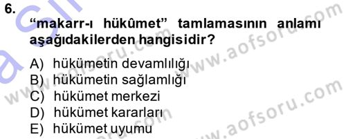 Osmanlı Türkçesi Metinleri 1 Dersi 2014 - 2015 Yılı (Vize) Ara Sınav Soruları 6. Soru