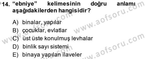 Osmanlı Türkçesi Metinleri 1 Dersi 2014 - 2015 Yılı (Final) Dönem Sonu Sınav Soruları 14. Soru