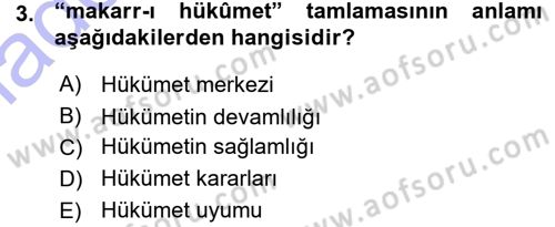 Osmanlı Türkçesi Metinleri 1 Dersi 2015 - 2016 Yılı (Vize) Ara Sınav Soruları 3. Soru