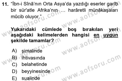 Osmanlı Türkçesi Metinleri 1 Dersi 2016 - 2017 Yılı (Vize) Ara Sınav Soruları 11. Soru