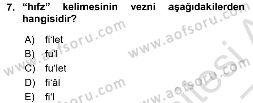 Osmanlı Türkçesi Metinleri 1 Dersi 2016 - 2017 Yılı (Vize) Ara Sınav Soruları 7. Soru