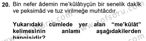Osmanlı Türkçesi Metinleri 1 Dersi 2016 - 2017 Yılı (Final) Dönem Sonu Sınav Soruları 20. Soru