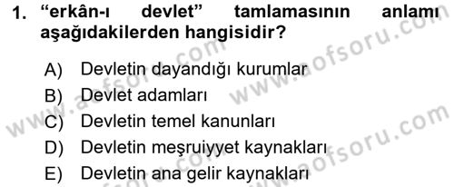 Osmanlı Türkçesi Metinleri 1 Dersi 2017 - 2018 Yılı (Final) Dönem Sonu Sınav Soruları 1. Soru