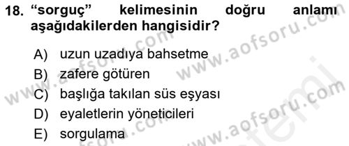 Osmanlı Türkçesi Metinleri 1 Dersi 2018 - 2019 Yılı (Vize) Ara Sınav Soruları 18. Soru