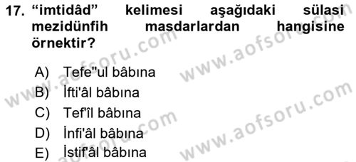 Osmanlı Türkçesi Metinleri 1 Dersi 2018 - 2019 Yılı Yaz Okulu Sınav Soruları 17. Soru