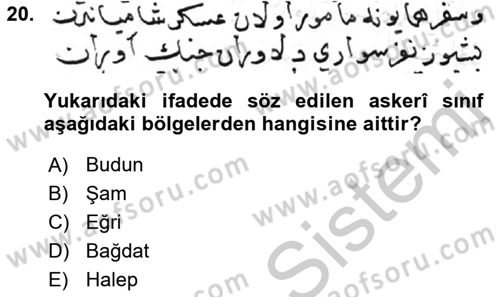 Osmanlı Türkçesi Metinleri 1 Dersi 2018 - 2019 Yılı Yaz Okulu Sınav Soruları 20. Soru
