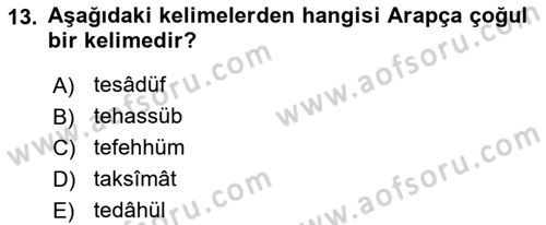 Osmanlı Türkçesi Metinleri 1 Dersi 2019 - 2020 Yılı (Vize) Ara Sınav Soruları 13. Soru