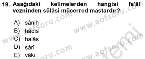 Osmanlı Türkçesi Metinleri 1 Dersi 2019 - 2020 Yılı (Vize) Ara Sınav Soruları 19. Soru