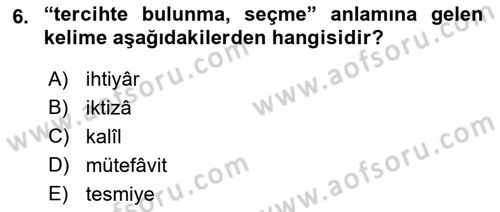 Osmanlı Türkçesi Metinleri 1 Dersi 2019 - 2020 Yılı (Vize) Ara Sınav Soruları 6. Soru