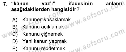 Osmanlı Türkçesi Metinleri 1 Dersi 2019 - 2020 Yılı (Vize) Ara Sınav Soruları 7. Soru