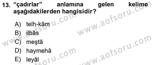 Osmanlı Türkçesi Metinleri 1 Dersi 2020 - 2021 Yılı Yaz Okulu Sınav Soruları 13. Soru