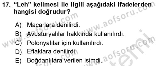 Osmanlı Türkçesi Metinleri 1 Dersi 2020 - 2021 Yılı Yaz Okulu Sınav Soruları 17. Soru
