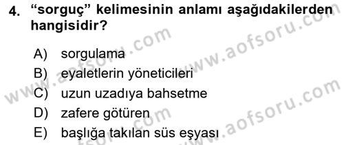 Osmanlı Türkçesi Metinleri 1 Dersi 2020 - 2021 Yılı Yaz Okulu Sınav Soruları 4. Soru