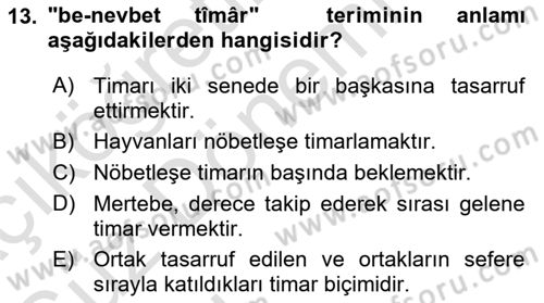 Osmanlı Türkçesi Metinleri 1 Dersi 2021 - 2022 Yılı (Vize) Ara Sınav Soruları 13. Soru