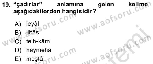 Osmanlı Türkçesi Metinleri 1 Dersi 2021 - 2022 Yılı (Final) Dönem Sonu Sınav Soruları 19. Soru