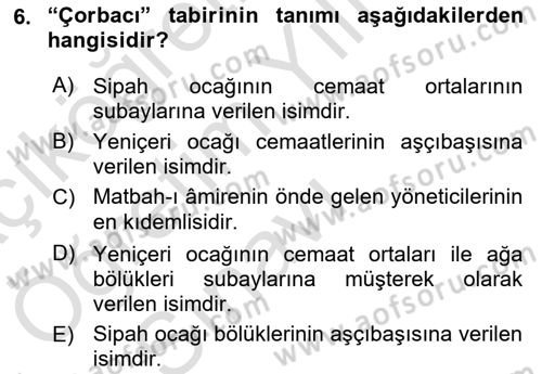 Osmanlı Türkçesi Metinleri 1 Dersi 2021 - 2022 Yılı Yaz Okulu Sınav Soruları 6. Soru