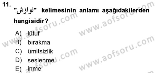 Osmanlı Türkçesi Metinleri 1 Dersi 2022 - 2023 Yılı (Vize) Ara Sınav Soruları 11. Soru