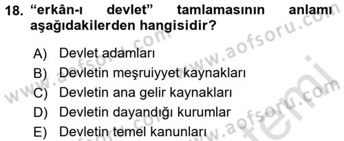 Osmanlı Türkçesi Metinleri 1 Dersi 2022 - 2023 Yılı (Vize) Ara Sınav Soruları 18. Soru
