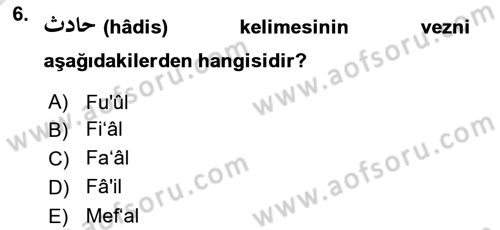 Osmanlı Türkçesi Metinleri 1 Dersi 2022 - 2023 Yılı (Vize) Ara Sınav Soruları 6. Soru