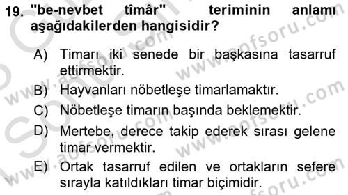 Osmanlı Türkçesi Metinleri 1 Dersi 2022 - 2023 Yılı (Final) Dönem Sonu Sınav Soruları 19. Soru