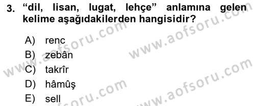 Osmanlı Türkçesi Metinleri 1 Dersi 2022 - 2023 Yılı (Final) Dönem Sonu Sınav Soruları 3. Soru