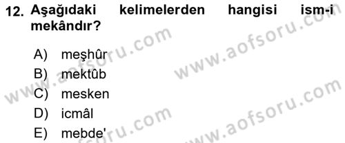 Osmanlı Türkçesi Metinleri 1 Dersi 2022 - 2023 Yılı Yaz Okulu Sınav Soruları 12. Soru