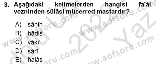 Osmanlı Türkçesi Metinleri 1 Dersi 2022 - 2023 Yılı Yaz Okulu Sınav Soruları 3. Soru