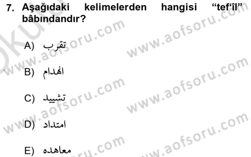 Osmanlı Türkçesi Metinleri 1 Dersi 2022 - 2023 Yılı Yaz Okulu Sınav Soruları 7. Soru