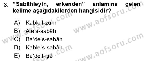Osmanlı Türkçesi Metinleri 1 Dersi Ara Sınavı Deneme Sınav Soruları 3. Soru