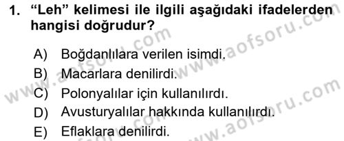 Osmanlı Türkçesi Metinleri 1 Dersi 2023 - 2024 Yılı Yaz Okulu Sınav Soruları 1. Soru