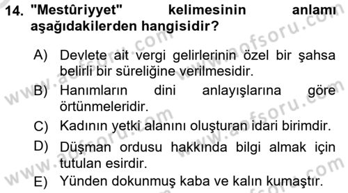 Osmanlı Türkçesi Metinleri 1 Dersi 2023 - 2024 Yılı Yaz Okulu Sınav Soruları 14. Soru