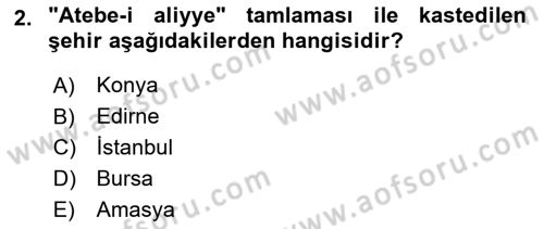 Osmanlı Türkçesi Metinleri 1 Dersi 2023 - 2024 Yılı Yaz Okulu Sınav Soruları 2. Soru