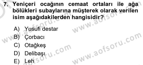 Osmanlı Türkçesi Metinleri 1 Dersi 2023 - 2024 Yılı Yaz Okulu Sınav Soruları 7. Soru
