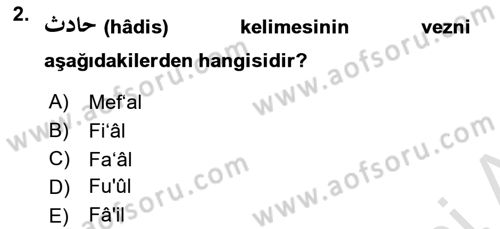 Osmanlı Türkçesi Metinleri 1 Dersi 2024 - 2025 Yılı (Vize) Ara Sınav Soruları 2. Soru