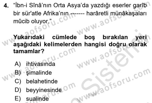 Osmanlı Türkçesi Metinleri 1 Dersi 2024 - 2025 Yılı (Vize) Ara Sınav Soruları 4. Soru
