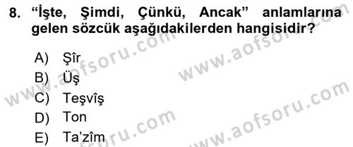 Osmanlı Türkçesi Metinleri 1 Dersi 2025 - 2026 Yılı (Final) Dönem Sonu Sınav Soruları 8. Soru