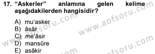 Osmanlı Türkçesi Metinleri 2 Dersi 2012 - 2013 Yılı (Vize) Ara Sınav Soruları 17. Soru