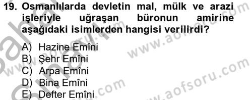Osmanlı Türkçesi Metinleri 2 Dersi 2012 - 2013 Yılı (Vize) Ara Sınav Soruları 19. Soru