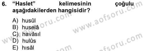 Osmanlı Türkçesi Metinleri 2 Dersi 2012 - 2013 Yılı (Vize) Ara Sınav Soruları 6. Soru