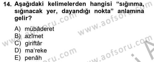 Osmanlı Türkçesi Metinleri 2 Dersi 2012 - 2013 Yılı (Final) Dönem Sonu Sınav Soruları 14. Soru