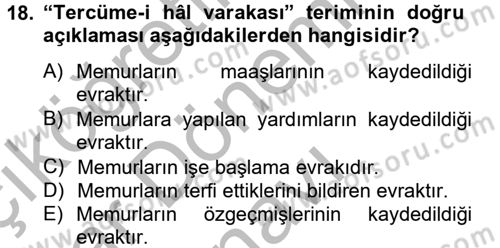 Osmanlı Türkçesi Metinleri 2 Dersi 2012 - 2013 Yılı (Final) Dönem Sonu Sınav Soruları 18. Soru