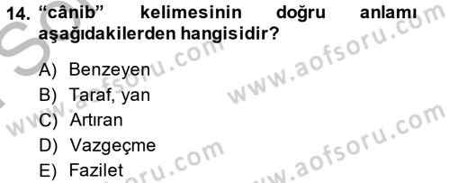 Osmanlı Türkçesi Metinleri 2 Dersi 2014 - 2015 Yılı (Final) Dönem Sonu Sınav Soruları 14. Soru