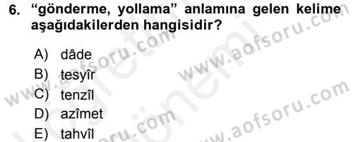 Osmanlı Türkçesi Metinleri 2 Dersi 2015 - 2016 Yılı (Vize) Ara Sınav Soruları 6. Soru