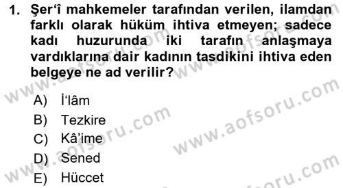 Osmanlı Türkçesi Metinleri 2 Dersi 2017 - 2018 Yılı (Final) Dönem Sonu Sınav Soruları 1. Soru