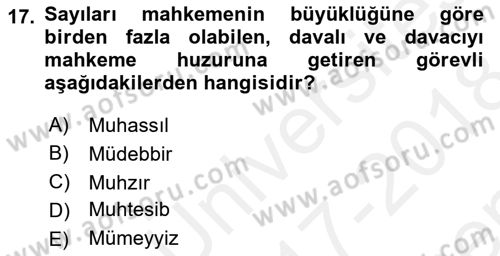 Osmanlı Türkçesi Metinleri 2 Dersi 2017 - 2018 Yılı (Final) Dönem Sonu Sınav Soruları 17. Soru