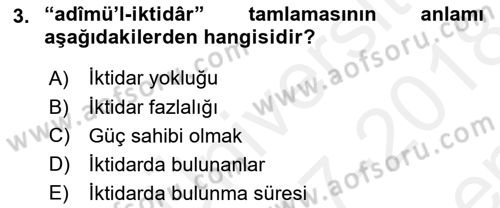 Osmanlı Türkçesi Metinleri 2 Dersi 2017 - 2018 Yılı (Final) Dönem Sonu Sınav Soruları 3. Soru