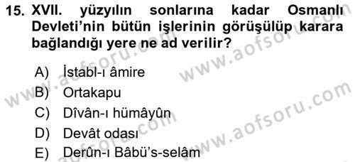 Osmanlı Türkçesi Metinleri 2 Dersi 2018 - 2019 Yılı (Vize) Ara Sınavı 15. Soru